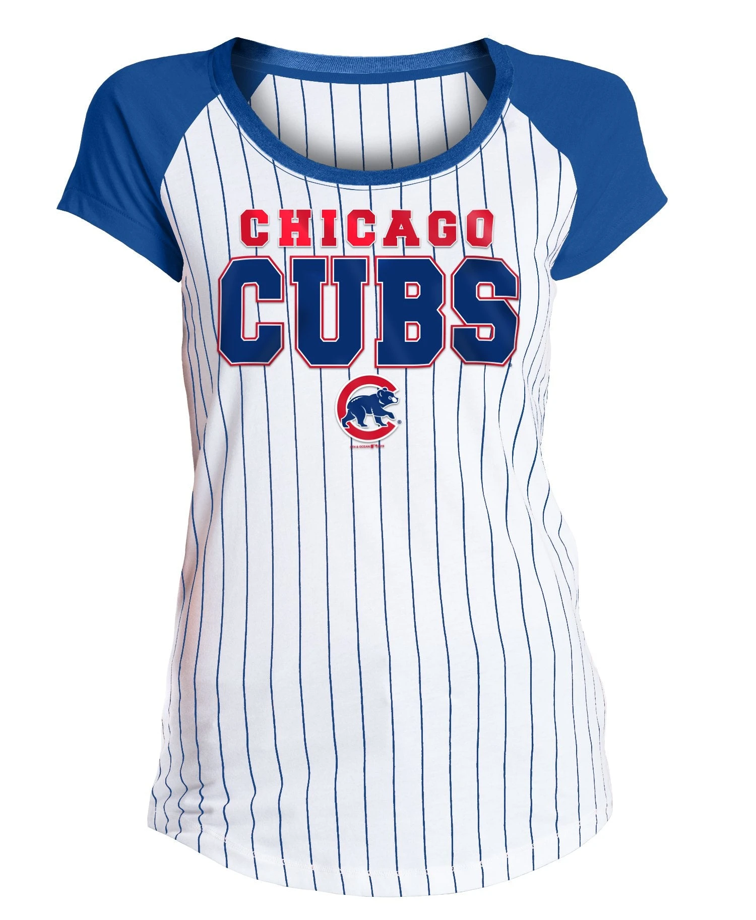 NEW ERA Chicago Cubs Pinstripe Royal Scoop Women's T-Shirt 3 NEW ERA Chicago Cubs Pinstripe Royal Scoop Women's T-Shirt