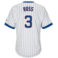 Fanatics David Ross Chicago Cubs Cooperstown White Pinstripe V-Neck Home Men's Jersey -Hockey Store Ross 3 Cooperstown White Vneck back