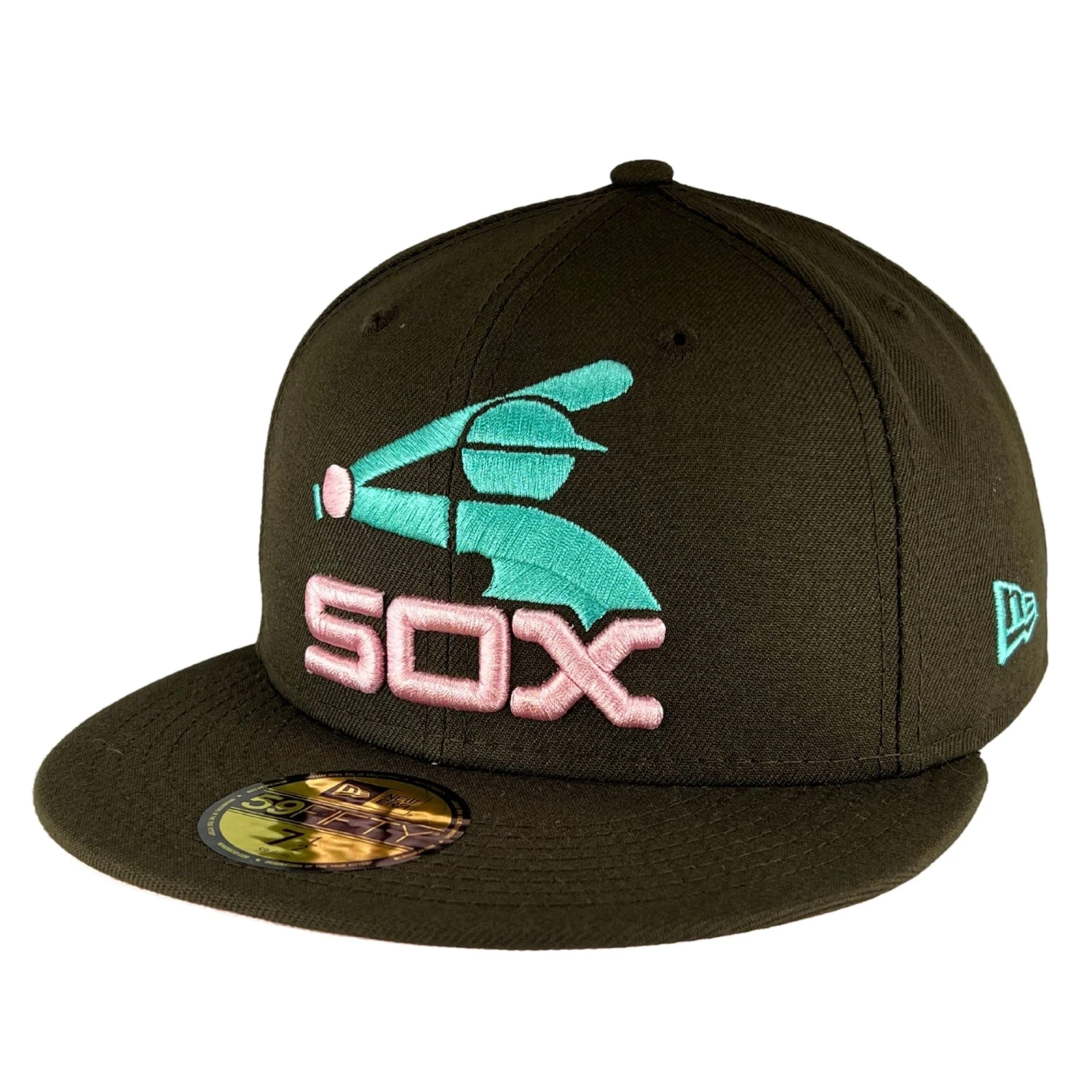 Chicago White Sox 1976 - 1990 Logo Walnut/Pink New Era 59FIFTY Fitted Hat 5 Chicago White Sox 1976 - 1990 Logo Walnut/Pink New Era 59FIFTY Fitted Hat - Image 3