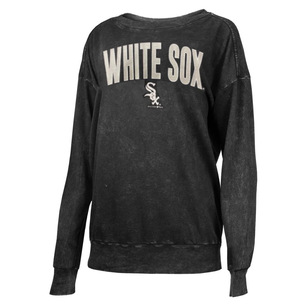 NEW ERA Chicago White Sox Mineral Wash Logo Fleece Women's Pullover Crew 3 NEW ERA Chicago White Sox Mineral Wash Logo Fleece Women's Pullover Crew