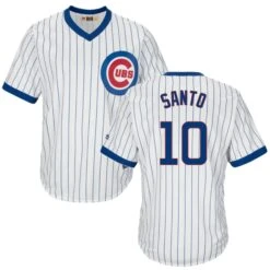 Fanatics Ron Santo Chicago Cubs Cooperstown White Pinstripe V-Neck Home Men's Jersey