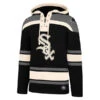 '47 BRAND Chicago White Sox Black/Grey Current Logo Lacer Hoodie -Hockey Store Sox lacer