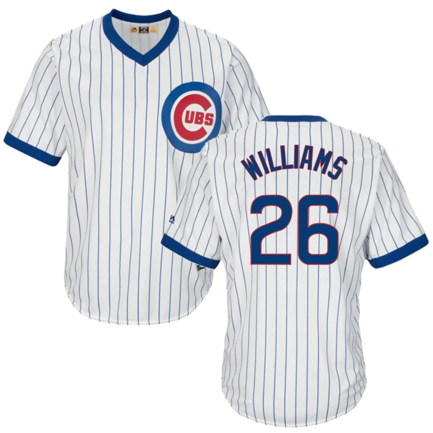 Fanatics Billy Williams Chicago Cubs Cooperstown White Pinstripe V-Neck Home Men's Jersey 3 Fanatics Billy Williams Chicago Cubs Cooperstown White Pinstripe V-Neck Home Men's Jersey