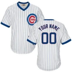 Fanatics Custom Chicago Cubs Cooperstown White Pinstripe V-Neck Home Men's Jersey