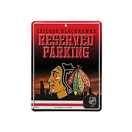 Chicago Blackhawks Metal Reserved Parking Sign By Rico 3 Chicago Blackhawks Metal Reserved Parking Sign By Rico