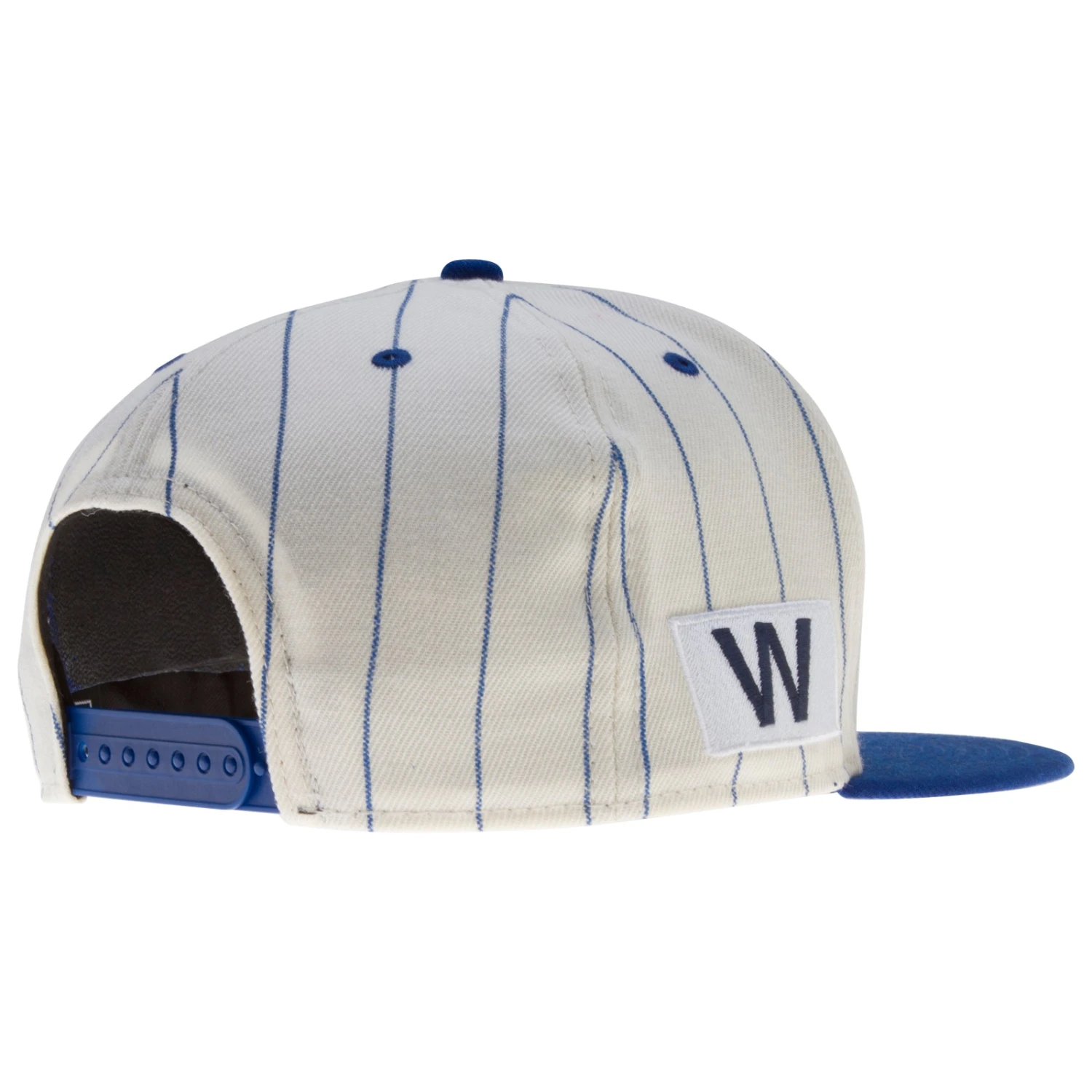 Chicago Cubs White And Royal Pinstripe Bullseye Logo And W Flag Snapback Hat 4 Chicago Cubs White And Royal Pinstripe Bullseye Logo And W Flag Snapback Hat - Image 2
