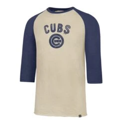 Chicago Cubs Cream & Royal 1/4 Sleeve Bullseye Raglan Tee
