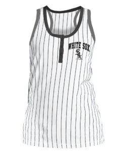 Chicago White Sox Women's Pinstripe W/ Black Trim Current Logo Tank W/ Placket
