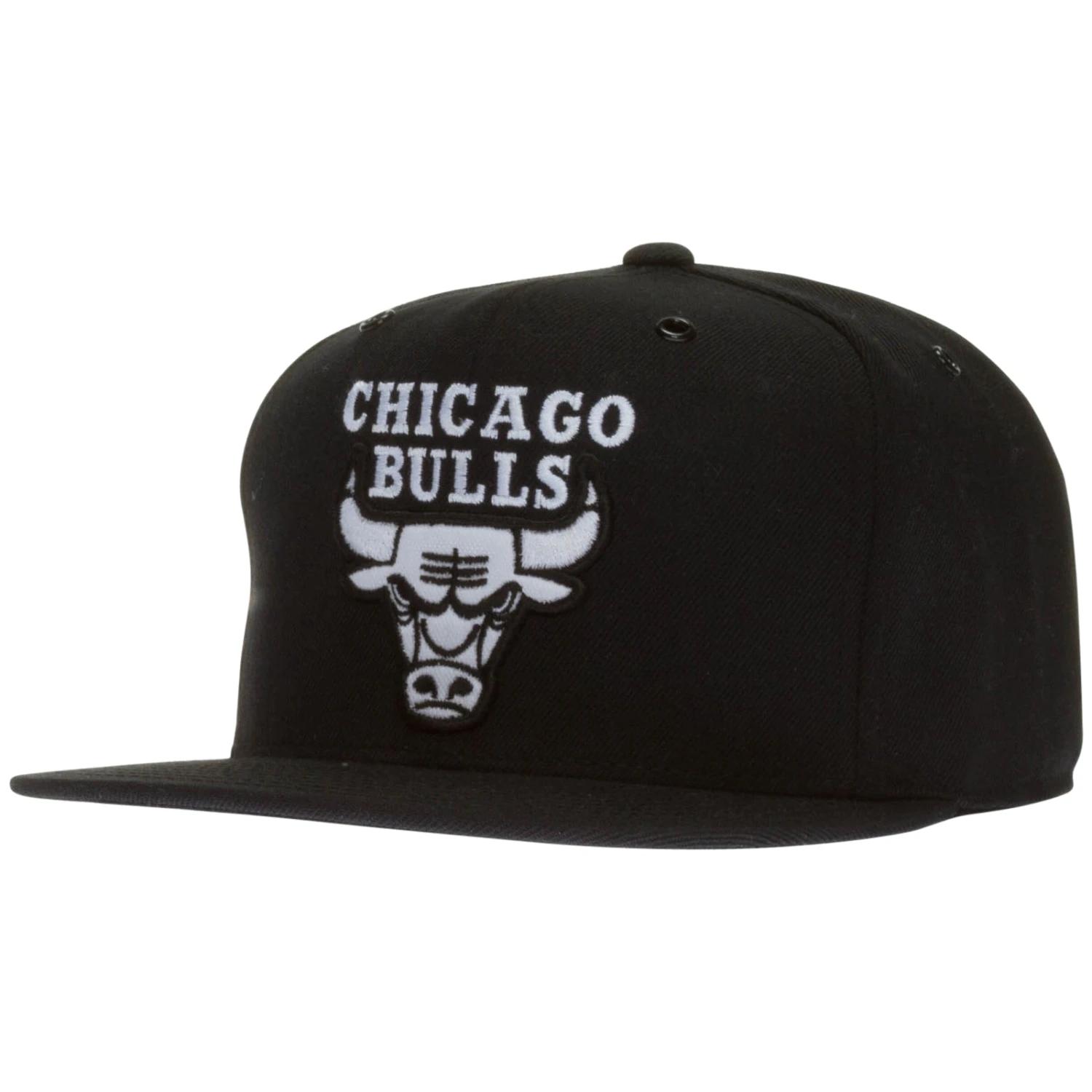 Mitchell & Ness Chicago Bulls Black Primary Logo Flat Bill Fitted Hat 3 Mitchell & Ness Chicago Bulls Black Primary Logo Flat Bill Fitted Hat
