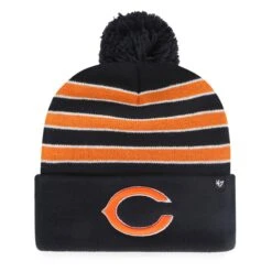 Chicago Bears Team Stripe 47 Cuff Knit W/ Pom