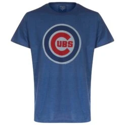 Chicago Cubs Men's Heather Royal Faded Bullseye Logo Ballpark Tee