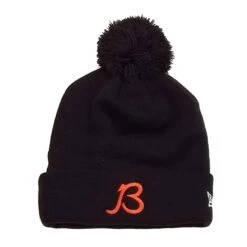 Chicago Bears Navy "B" Script Pom Knit