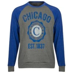 Chicago Men's Heather Grey And Royal Crew Neck Sweatshirt