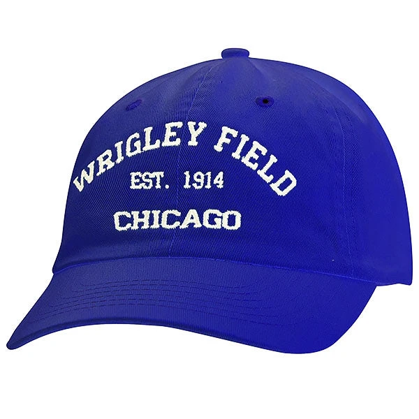 Wrigley Field Adjustable Royal Fancy Hat With Embroidered "Wrigley Field Est. 1914 Chicago" 3 Wrigley Field Adjustable Royal Fancy Hat With Embroidered "Wrigley Field Est. 1914 Chicago"
