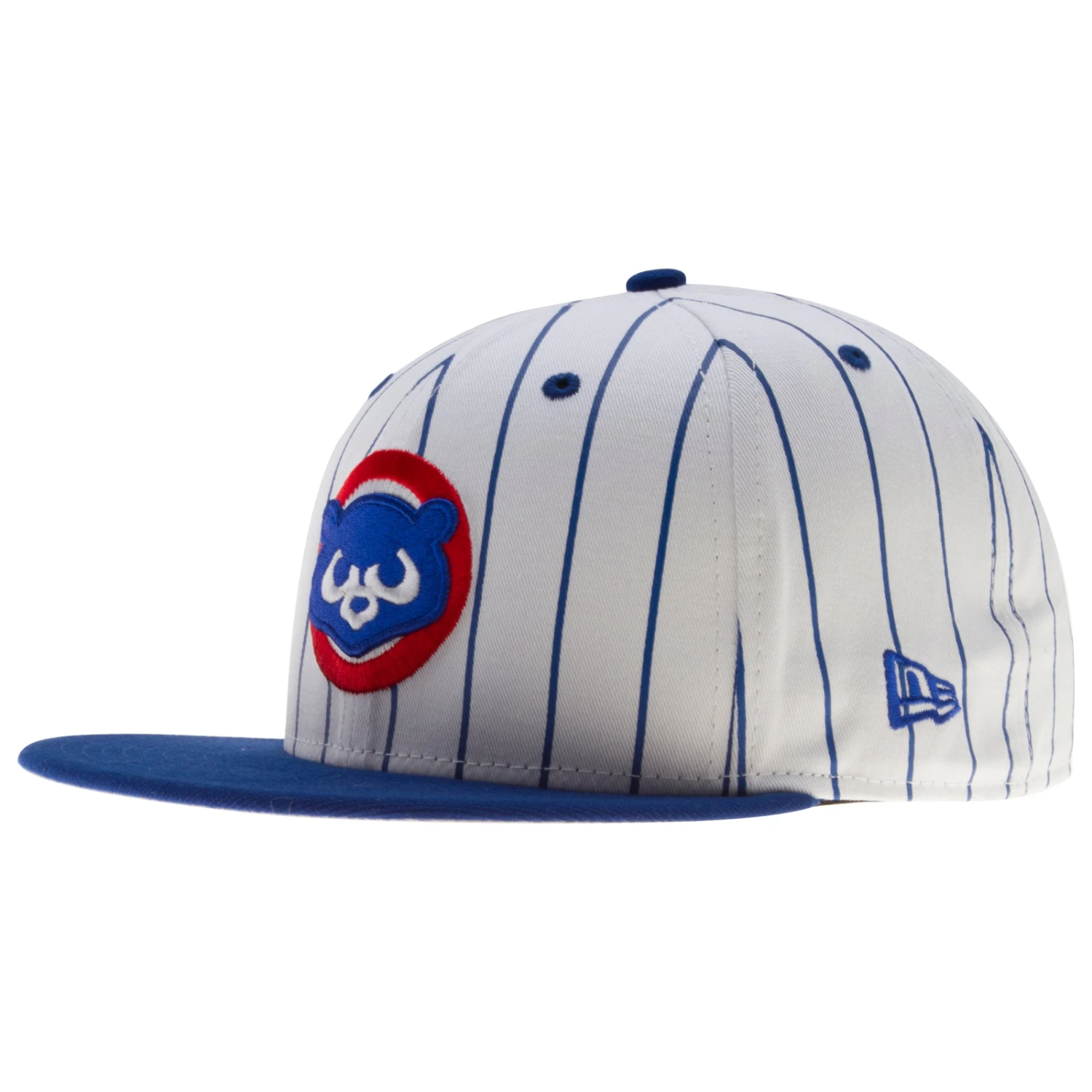 Chicago Cubs White And Royal Pinstripe 1984 Cub Face Logo Snapback Hat 3 Chicago Cubs White And Royal Pinstripe 1984 Cub Face Logo Snapback Hat