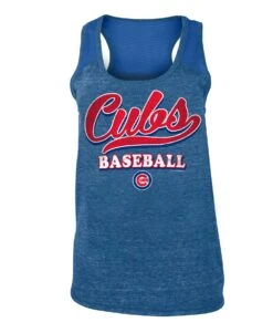 Chicago Cubs Women's Royal Triblend Light Blue Mesh Tank