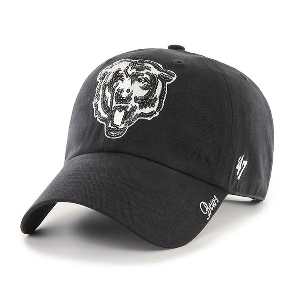 Chicago Bears Women's Black Sparkle Bear Face 47' Clean Up 3 Chicago Bears Women's Black Sparkle Bear Face 47' Clean Up
