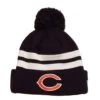 Chicago Bears Navy Striped "C" Logo Pom Knit