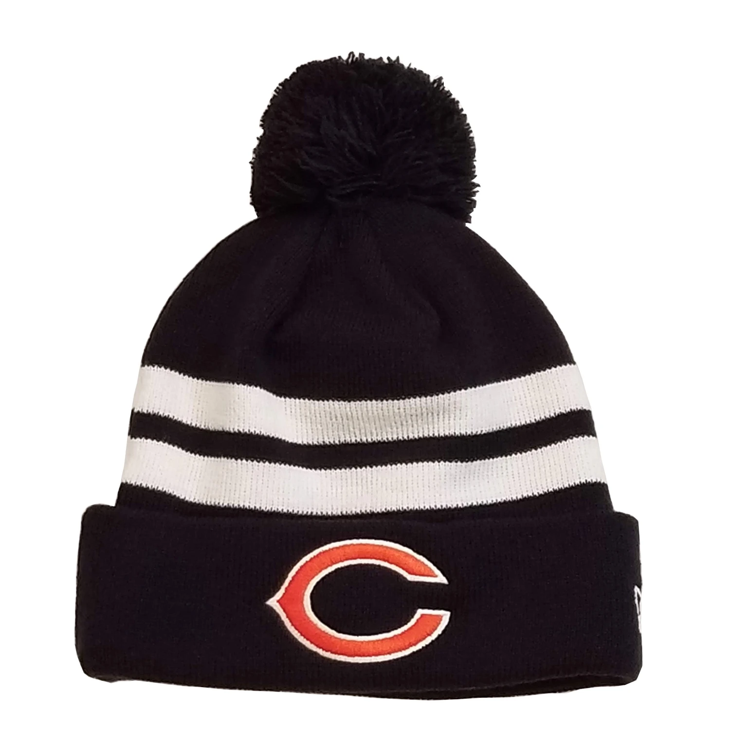 Chicago Bears Navy Striped "C" Logo Pom Knit 3 Chicago Bears Navy Striped "C" Logo Pom Knit