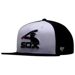 Chicago White Sox Navy And White Batterman Logo Flat Bill Snapback Hat