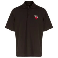 Chicago Bulls Men's Black Pique Xtra Lite Primary Logo Polo Shirt