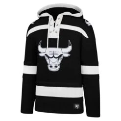 Chicago Bulls Men's Black/White Superior Lacer Hoodie