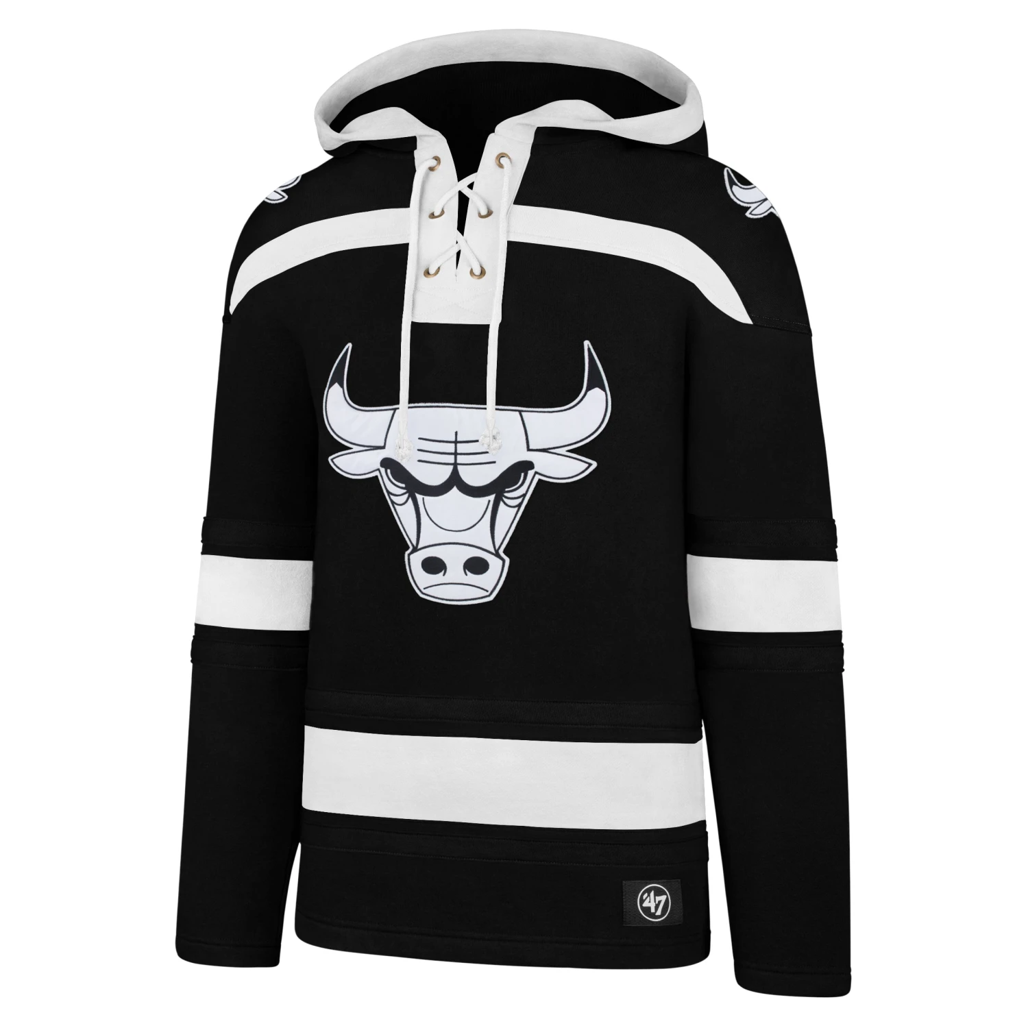 Chicago Bulls Men's Black/White Superior Lacer Hoodie 3 Chicago Bulls Men's Black/White Superior Lacer Hoodie