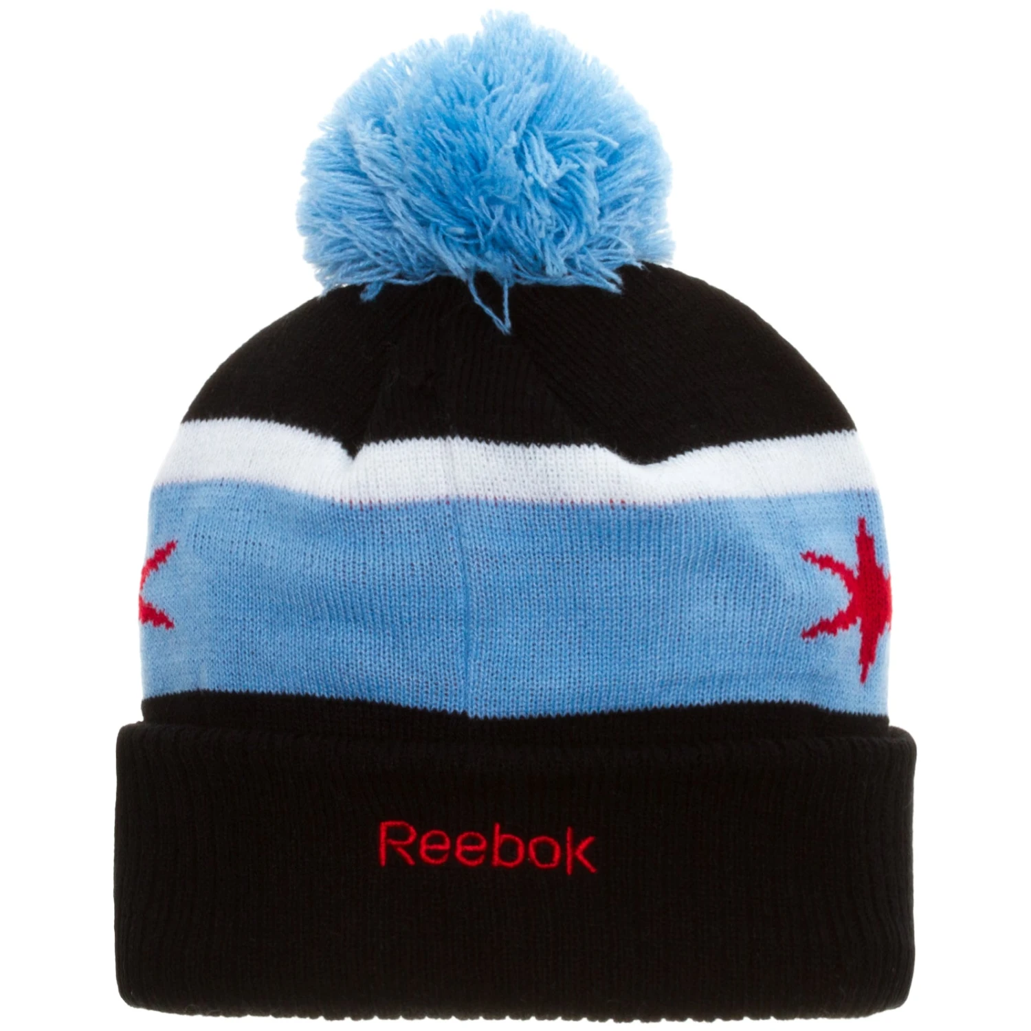 Chicago Blackhawks Youth Black Chicago Flag Cuffed Knit 4 Chicago Blackhawks Youth Black Chicago Flag Cuffed Knit - Image 2