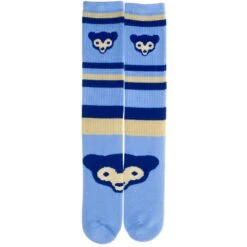 Chicago Cubs Cooperstown Stripe 1969 Gold Bear Logo Socks