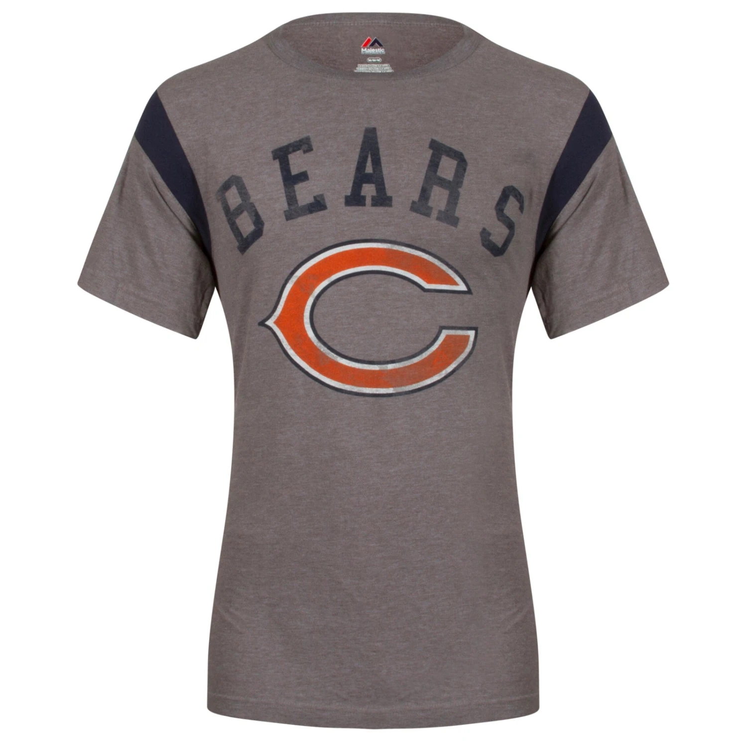 Chicago Bears Men's Gray With Navy Shoulders "C" Logo Tee-Shirt 3 Chicago Bears Men's Gray With Navy Shoulders "C" Logo Tee-Shirt