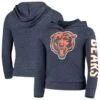 Chicago Bears Girls Navy Tri-Blend Jersey Pullover W/ Bear Face