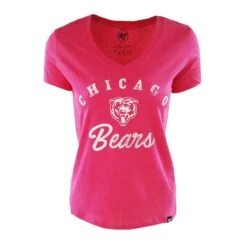 Chicago Bears Magenta Script V-Neck Tee