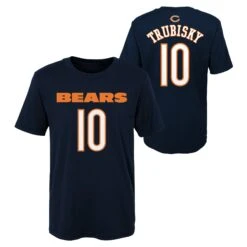 Chicago Bears Boys/Girls 4-7 Navy Mitchell Trubisky Player Tee