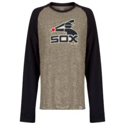 Chicago White Sox Youth Heather Grey And Navy Batterman Long Sleeve