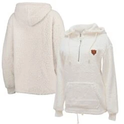 Chicago Bears Youth Cream Sherpa Quarter-Zip Pullover Hoodie