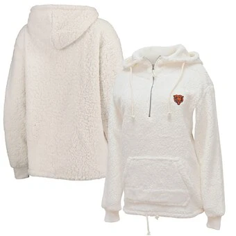 Chicago Bears Youth Cream Sherpa Quarter-Zip Pullover Hoodie 3 Chicago Bears Youth Cream Sherpa Quarter-Zip Pullover Hoodie