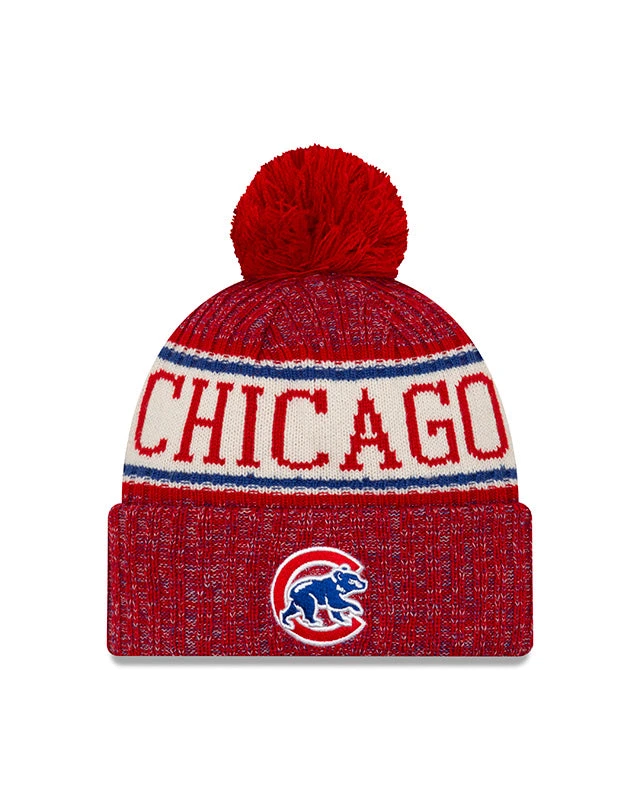 Chicago Cubs Red New Era 19 Sport Knit W/ Pom & Crawl Bear 3 Chicago Cubs Red New Era 19 Sport Knit W/ Pom & Crawl Bear