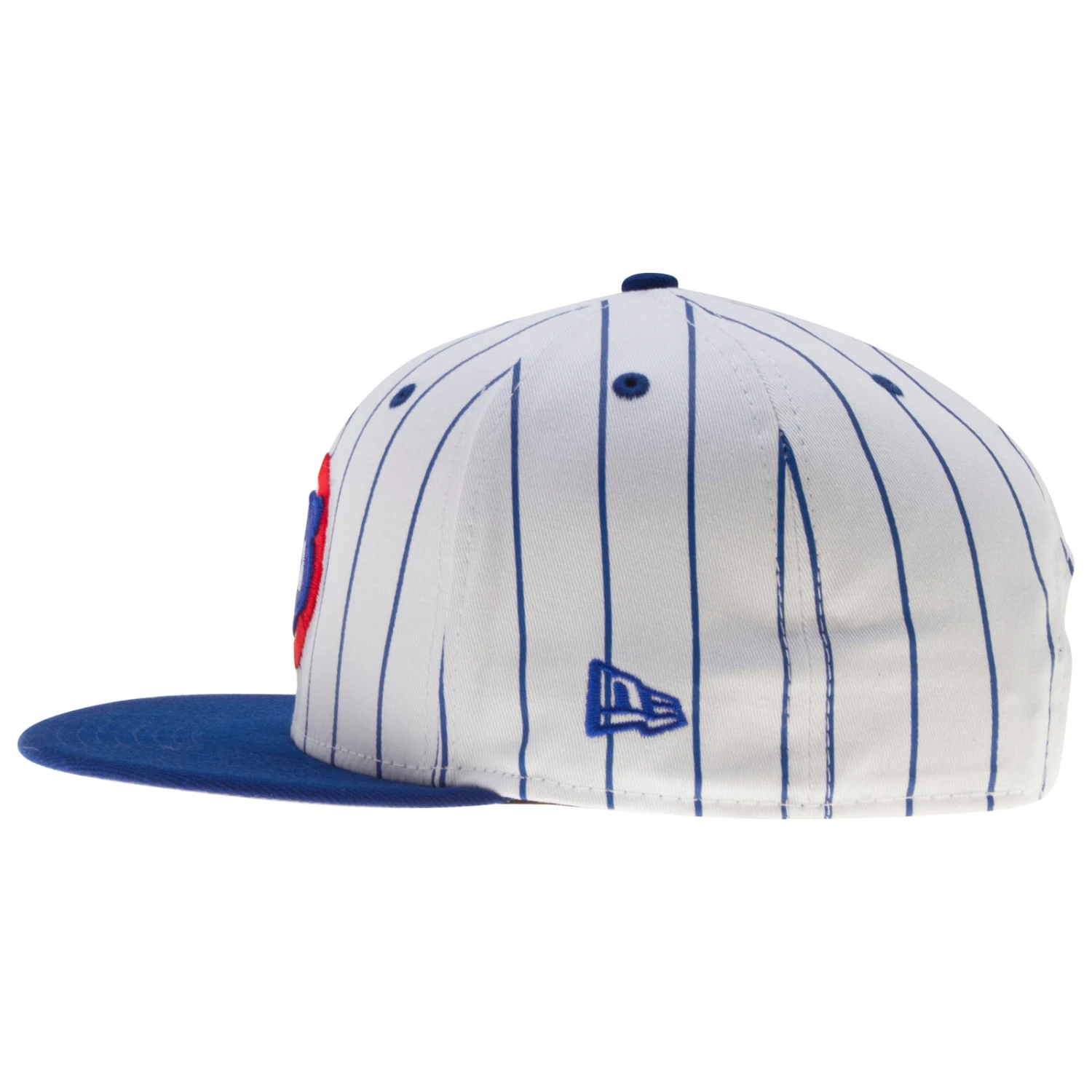 Chicago Cubs White And Royal Pinstripe 1984 Cub Face Logo Snapback Hat 5 Chicago Cubs White And Royal Pinstripe 1984 Cub Face Logo Snapback Hat - Image 3